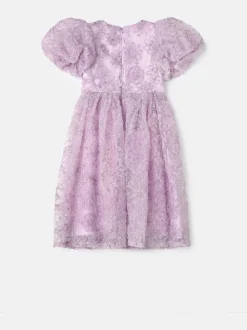 Angel & Rocket Purple Ines Purple Embellished Puff Sleeve Dress