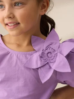 Angel & Rocket Purple Roxie Corsage Woven 100% Cotton Top