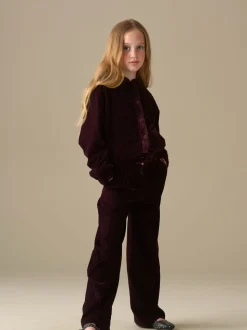 Angel & Rocket Red Chloe Velvet Wide Leg Trousers