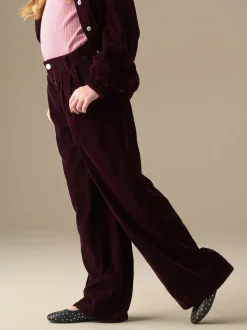 Angel & Rocket Red Chloe Velvet Wide Leg Trousers