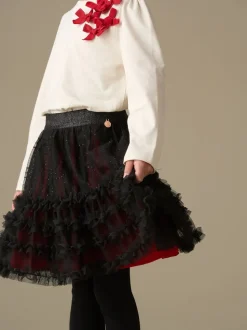 Angel & Rocket Red Darby Sequin Tartan Mesh Skirt