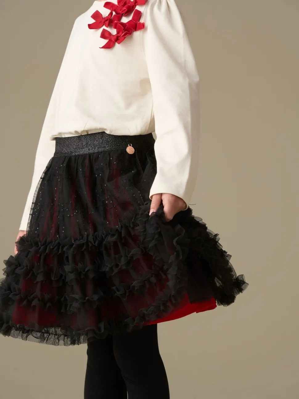 Angel & Rocket Red Darby Sequin Tartan Mesh Skirt