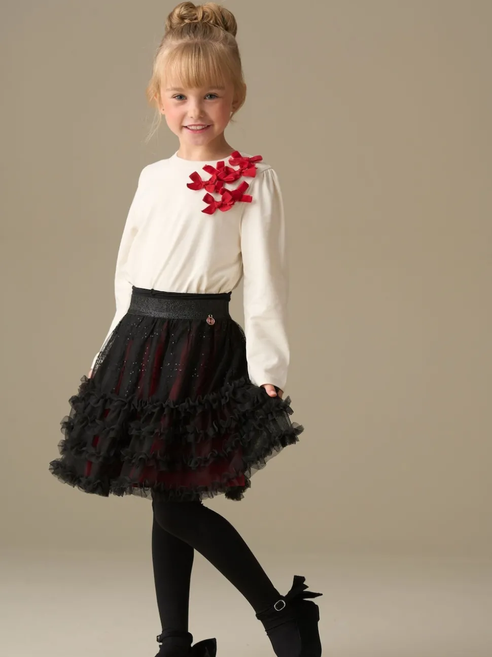 Angel & Rocket Red Darby Sequin Tartan Mesh Skirt