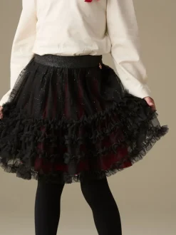 Angel & Rocket Red Darby Sequin Tartan Mesh Skirt