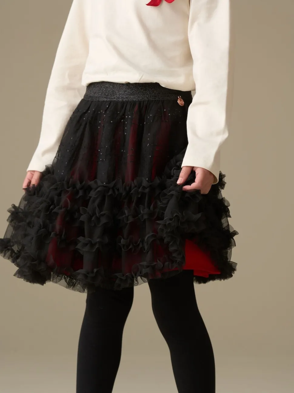 Angel & Rocket Red Darby Sequin Tartan Mesh Skirt