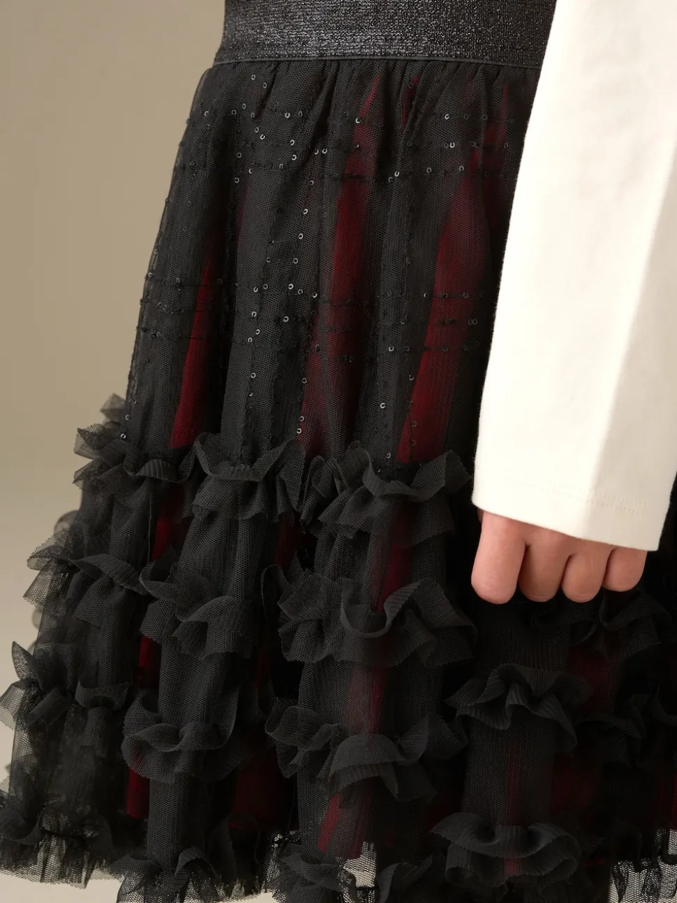 Angel & Rocket Red Darby Sequin Tartan Mesh Skirt