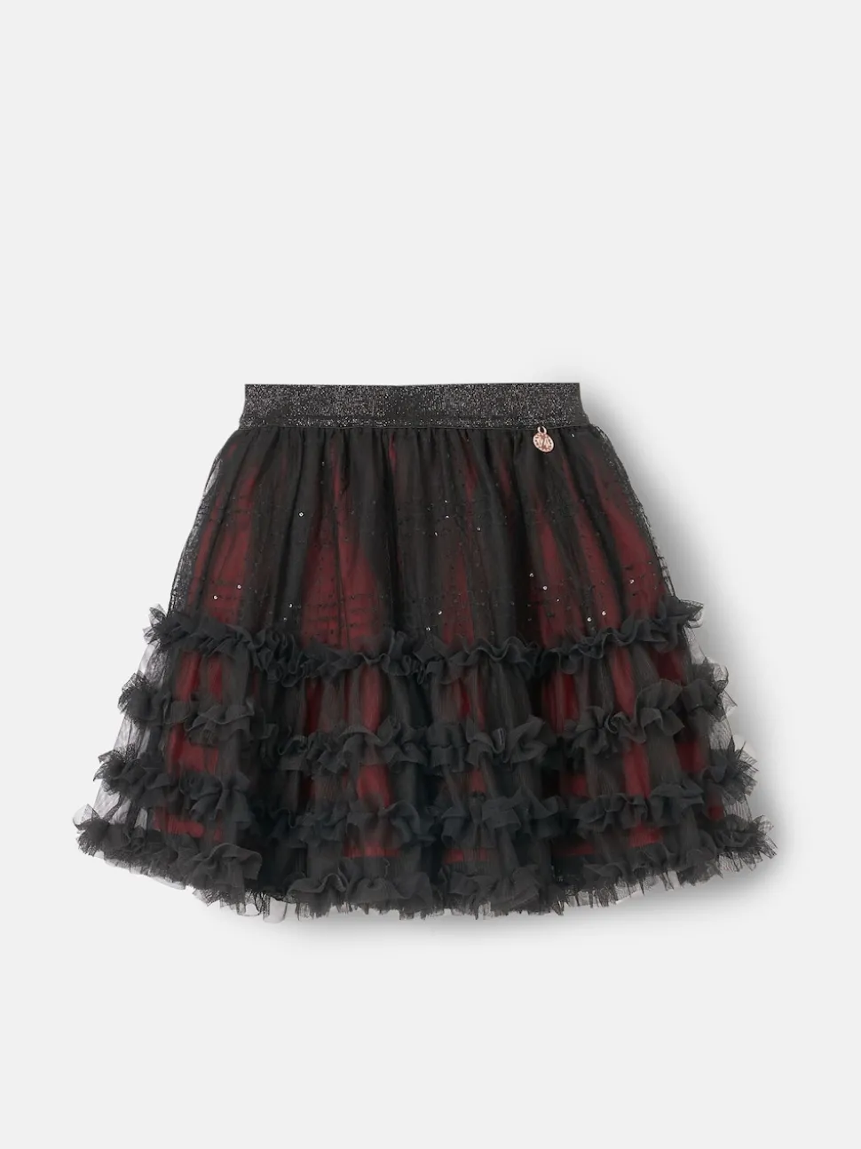 Angel & Rocket Red Darby Sequin Tartan Mesh Skirt