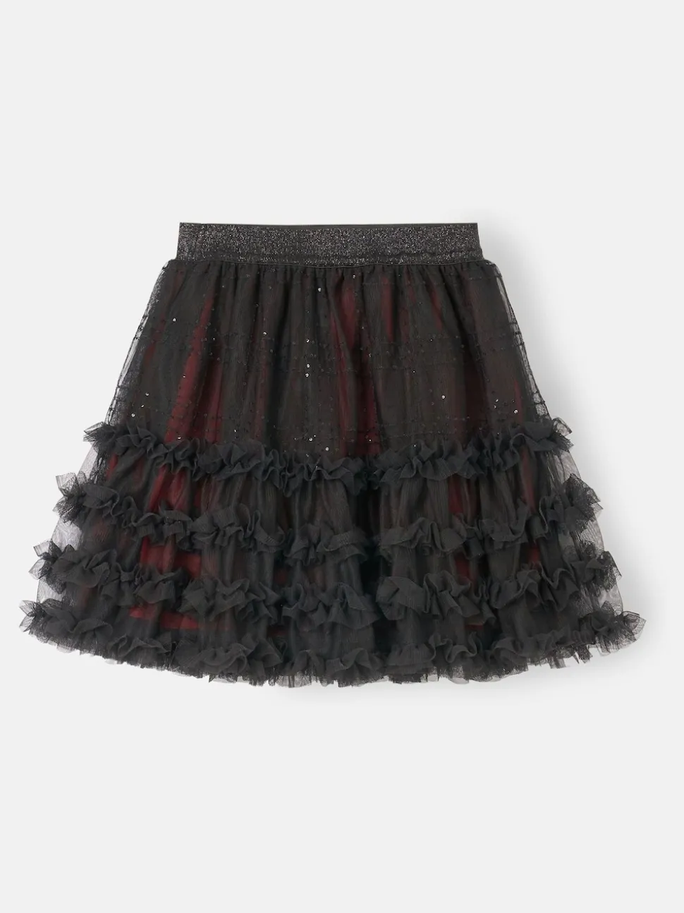 Angel & Rocket Red Darby Sequin Tartan Mesh Skirt