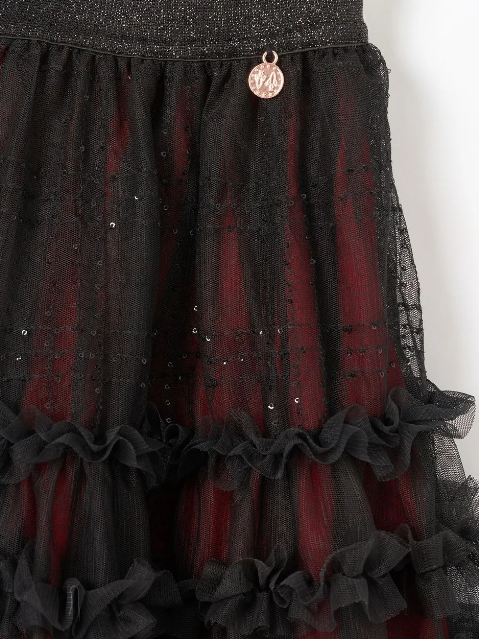 Angel & Rocket Red Darby Sequin Tartan Mesh Skirt