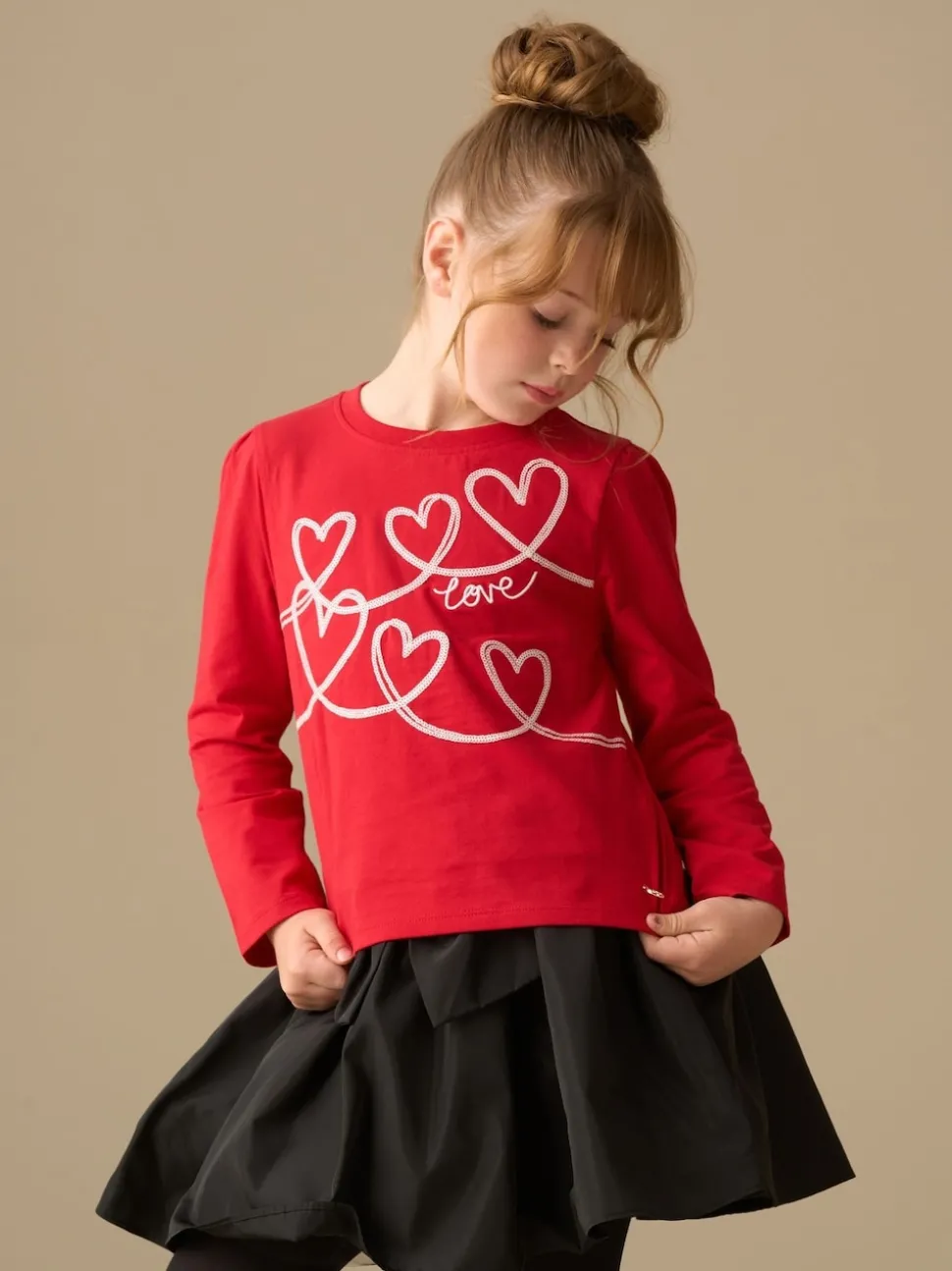 Angel & Rocket Red Noelle Sequin Heart Long Sleeve Top