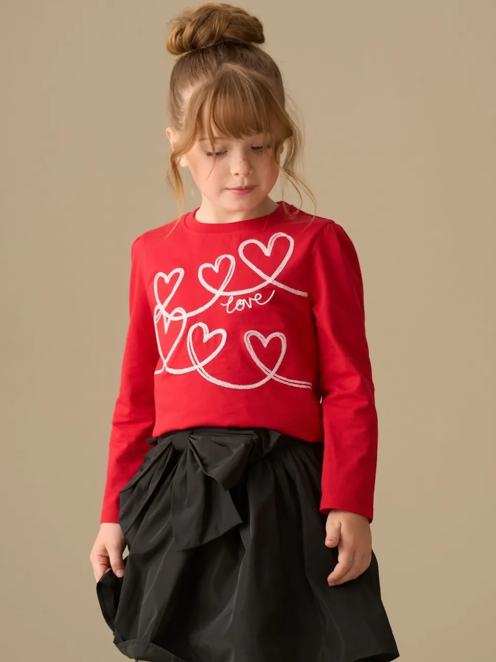 Angel & Rocket Red Noelle Sequin Heart Long Sleeve Top