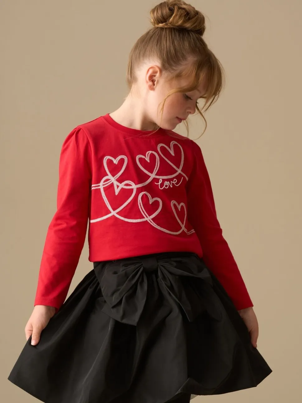 Angel & Rocket Red Noelle Sequin Heart Long Sleeve Top