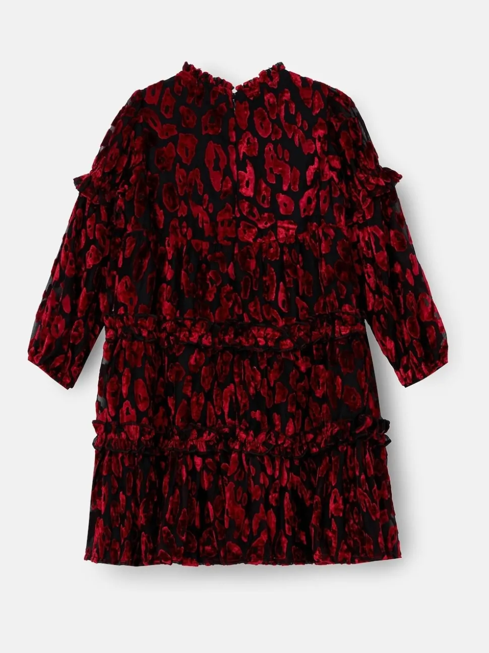Angel & Rocket Red Poppy Devore Velvet Tiered Dress