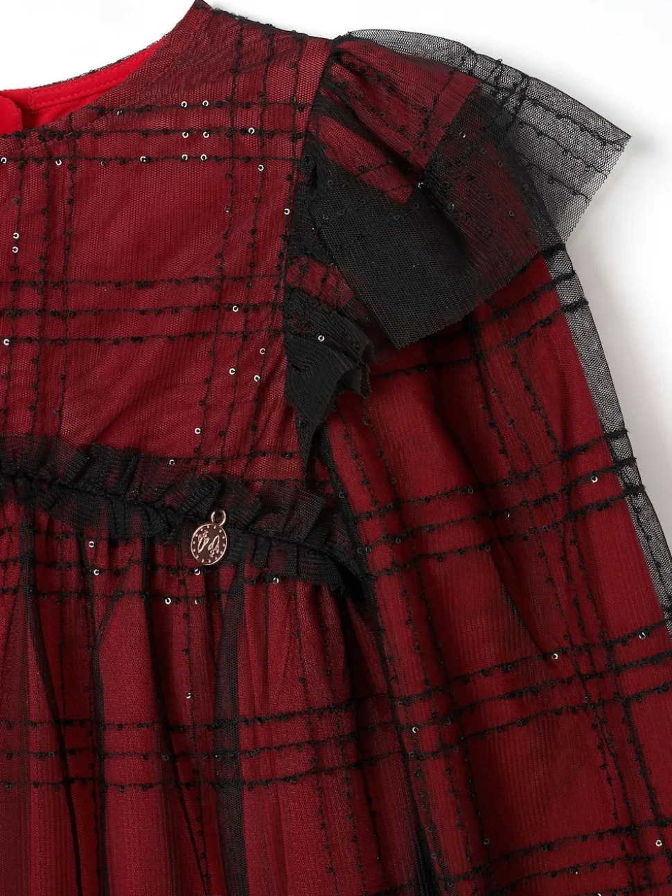 Angel & Rocket Red Tia Sequin Tartan Mesh Dress