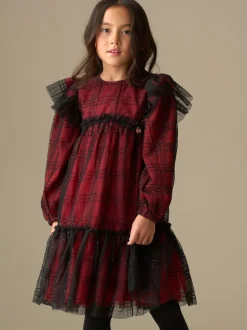 Angel & Rocket Red Tia Sequin Tartan Mesh Dress