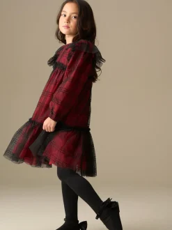 Angel & Rocket Red Tia Sequin Tartan Mesh Dress