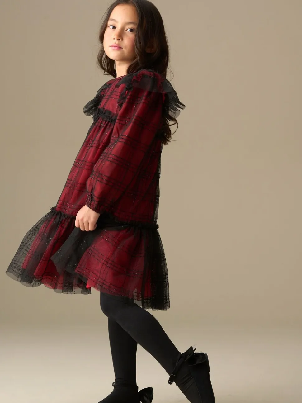 Angel & Rocket Red Tia Sequin Tartan Mesh Dress