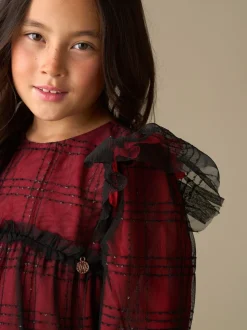 Angel & Rocket Red Tia Sequin Tartan Mesh Dress