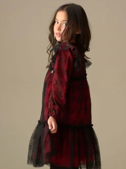 Angel & Rocket Red Tia Sequin Tartan Mesh Dress