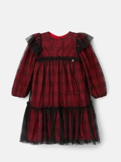 Angel & Rocket Red Tia Sequin Tartan Mesh Dress