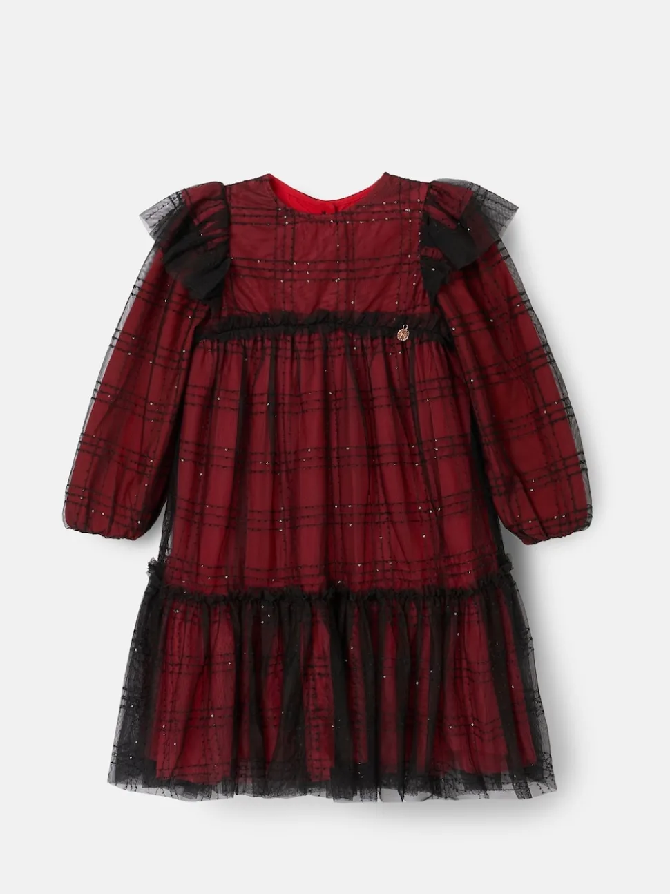 Angel & Rocket Red Tia Sequin Tartan Mesh Dress