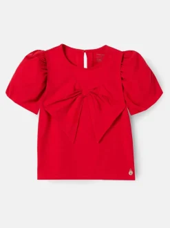 Angel & Rocket Red Tilly Woven Collar Puff Sleeve Top