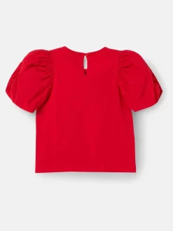 Angel & Rocket Red Tilly Woven Collar Puff Sleeve Top