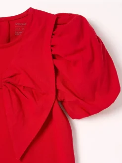 Angel & Rocket Red Tilly Woven Collar Puff Sleeve Top