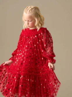 Angel & Rocket Red Verity Ruffle Mesh Dress