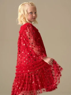 Angel & Rocket Red Verity Ruffle Mesh Dress