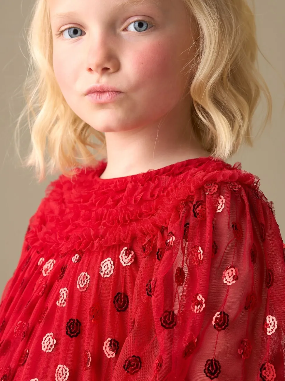 Angel & Rocket Red Verity Ruffle Mesh Dress