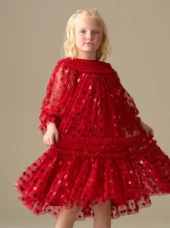 Angel & Rocket Red Verity Ruffle Mesh Dress