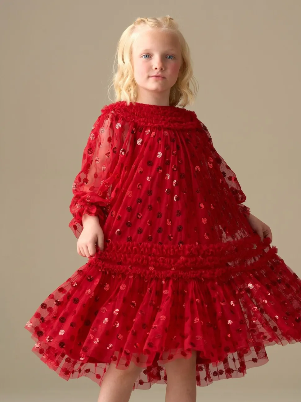Angel & Rocket Red Verity Ruffle Mesh Dress
