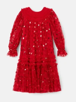 Angel & Rocket Red Verity Ruffle Mesh Dress
