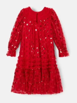 Angel & Rocket Red Verity Ruffle Mesh Dress