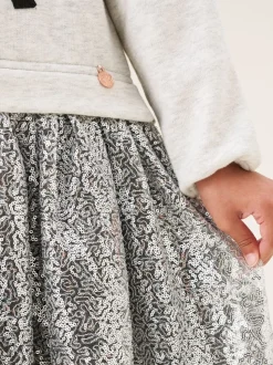 Angel & Rocket Silver Ella Sequin Skirt Sweat Dress