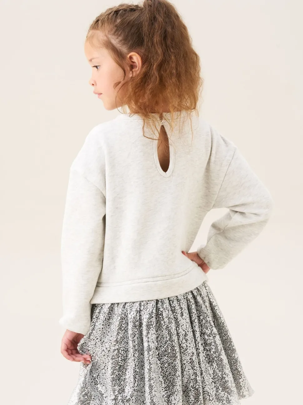 Angel & Rocket Silver Ella Sequin Skirt Sweat Dress