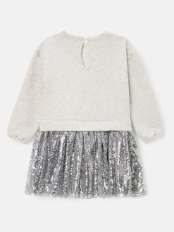 Angel & Rocket Silver Ella Sequin Skirt Sweat Dress