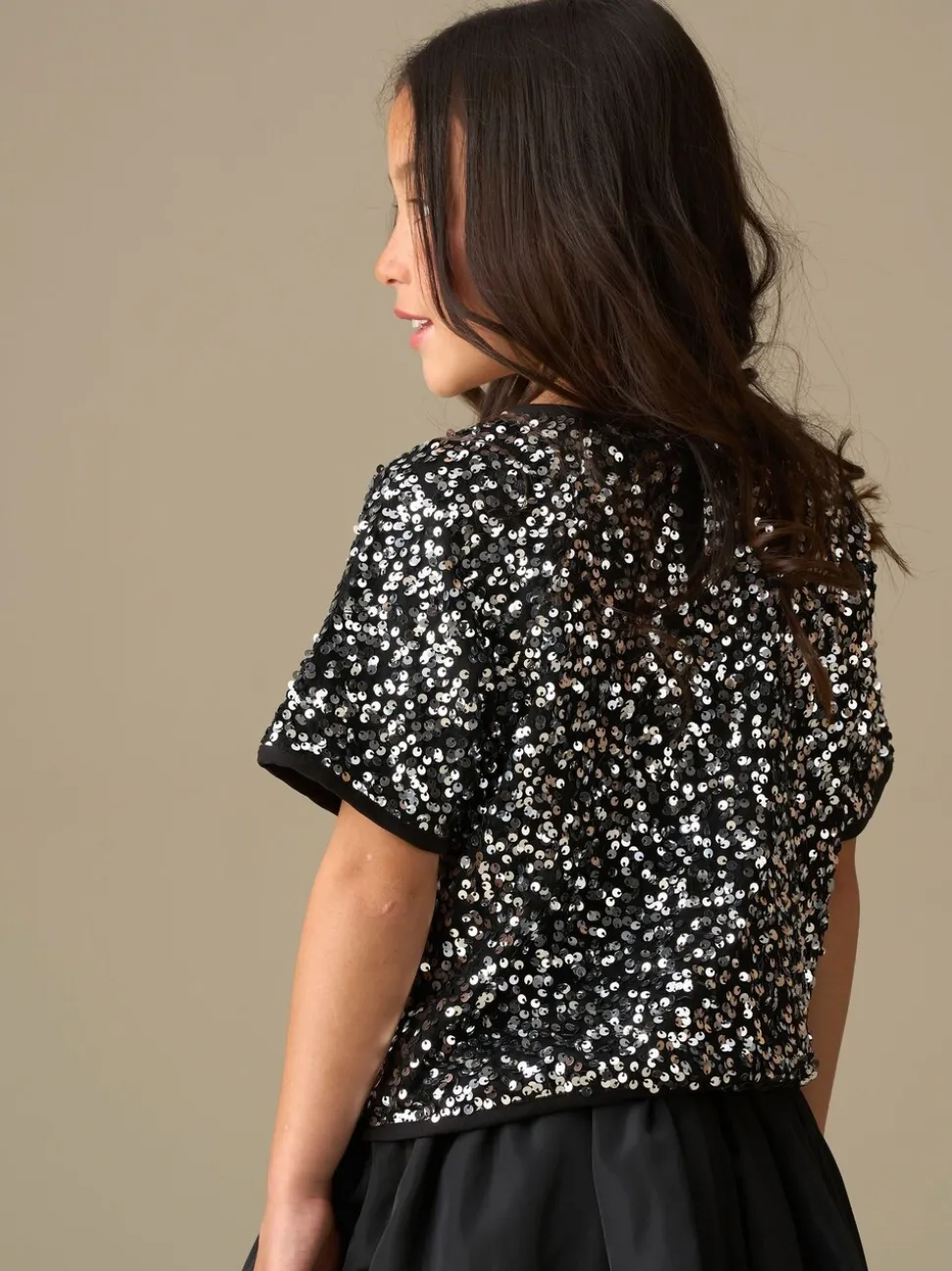 Angel & Rocket Silver Leona Black Sequin Top