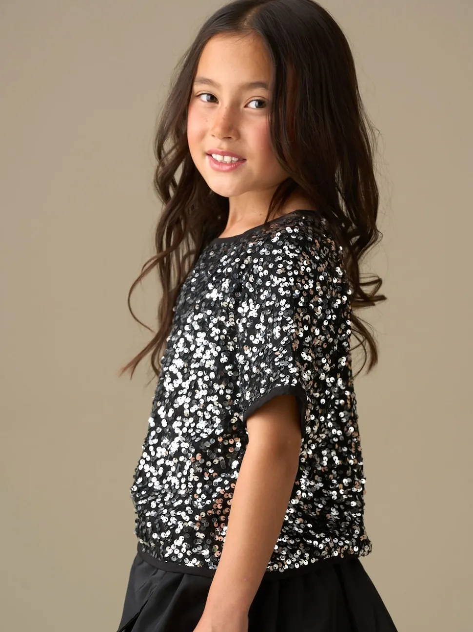Angel & Rocket Silver Leona Black Sequin Top