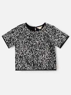 Angel & Rocket Silver Leona Black Sequin Top