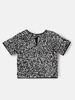 Angel & Rocket Silver Leona Black Sequin Top