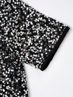 Angel & Rocket Silver Leona Black Sequin Top