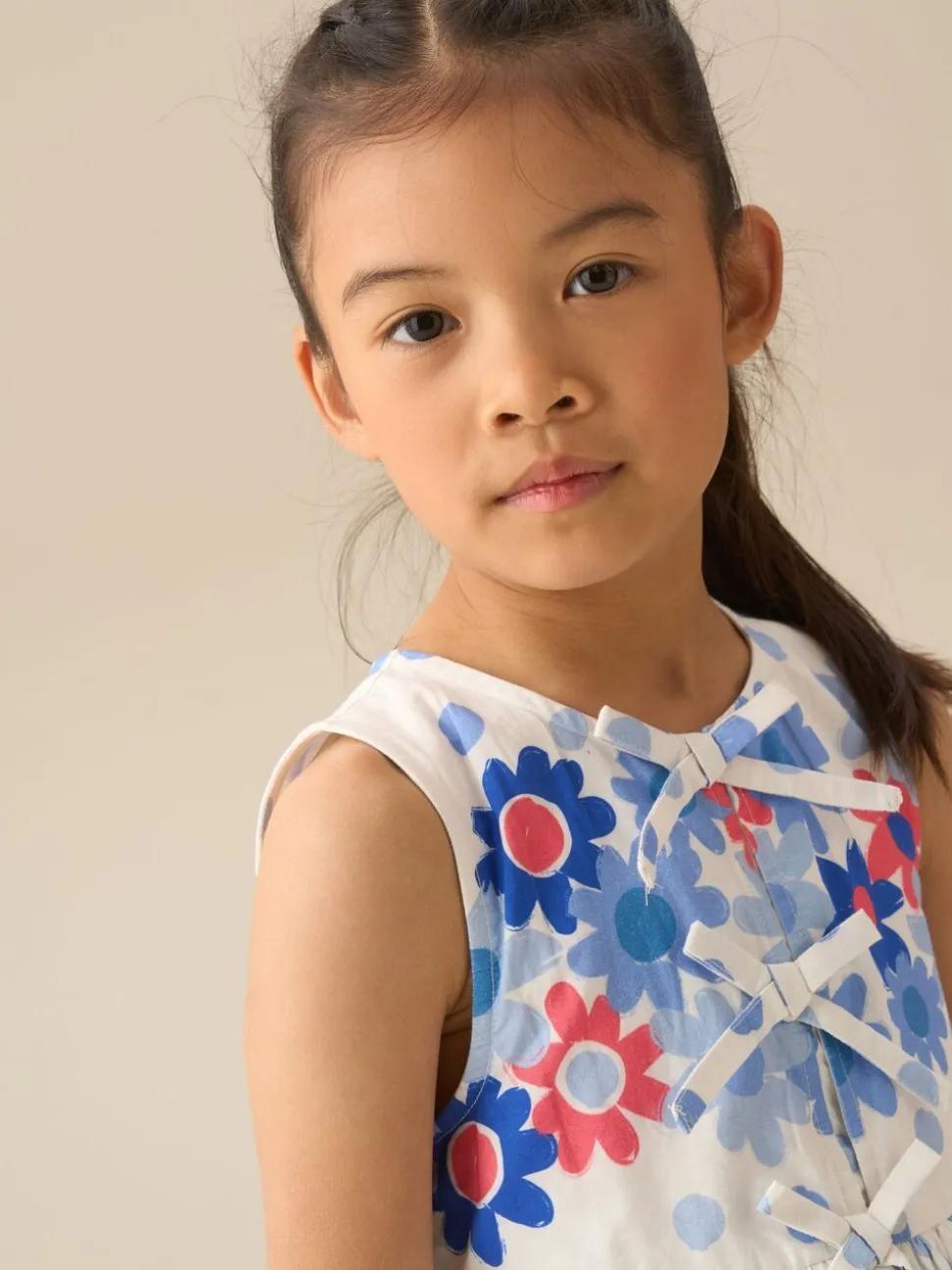 Angel & Rocket White Anais Spot Floral Print Tie Detail Dress