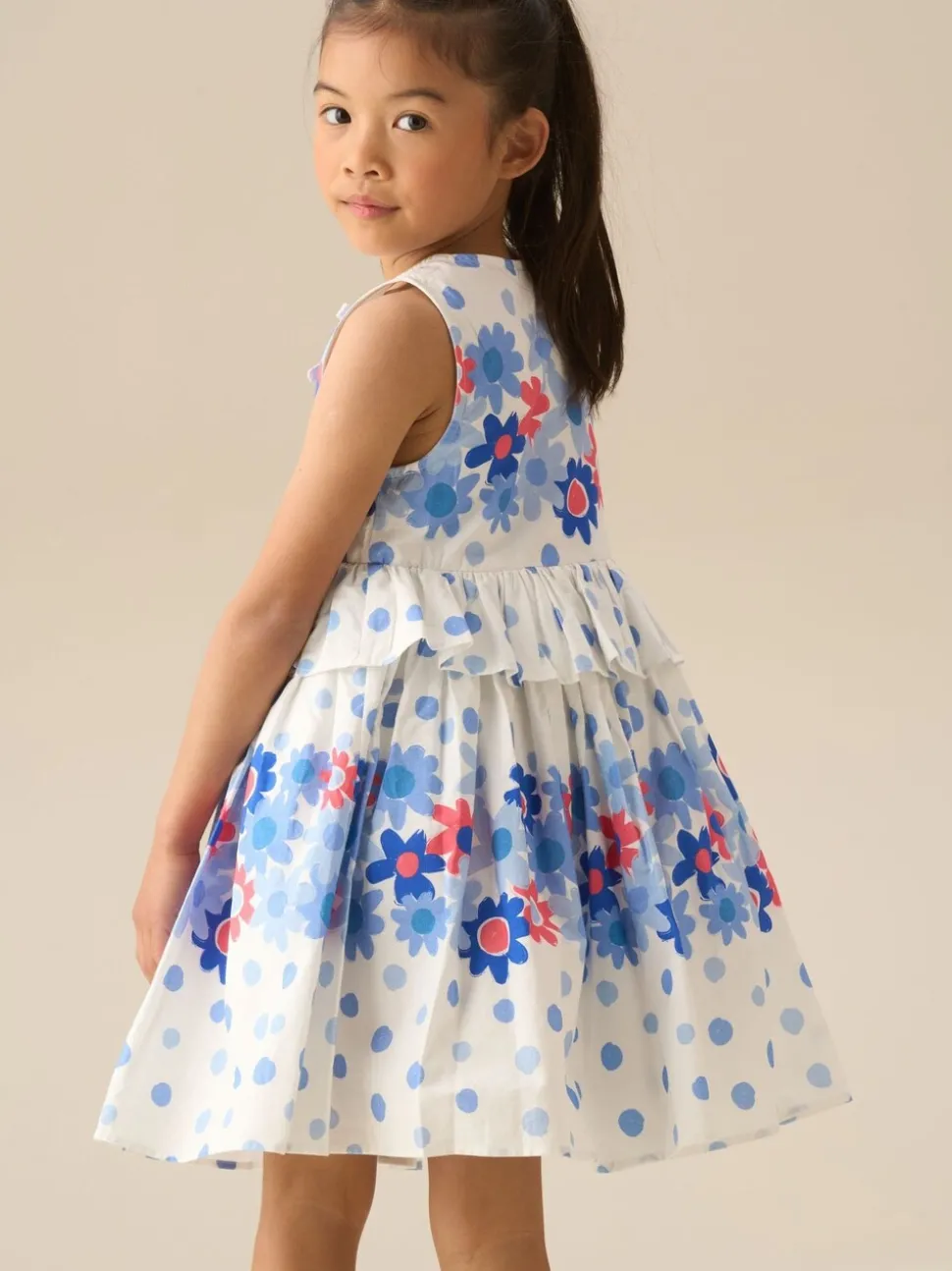 Angel & Rocket White Anais Spot Floral Print Tie Detail Dress