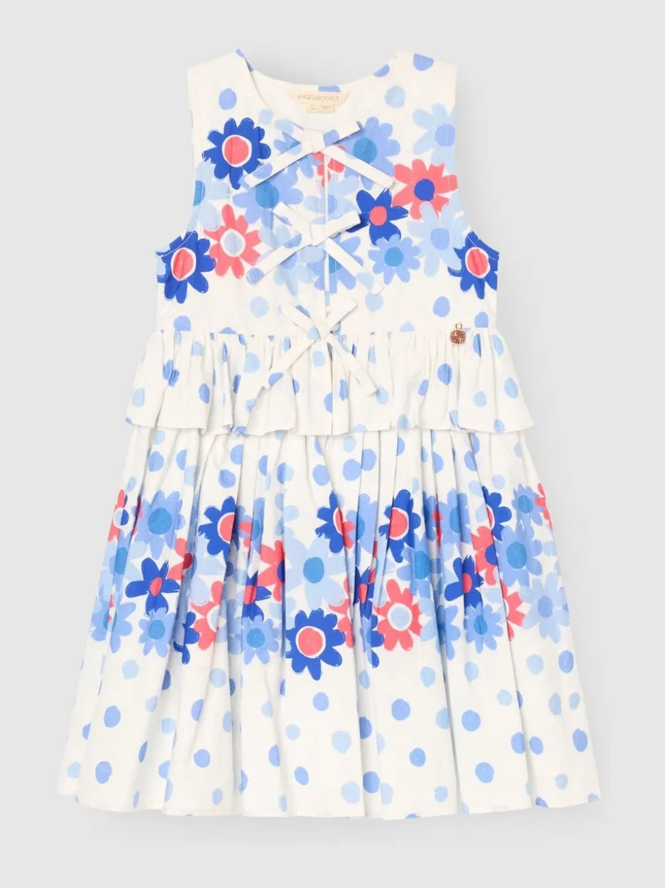 Angel & Rocket White Anais Spot Floral Print Tie Detail Dress