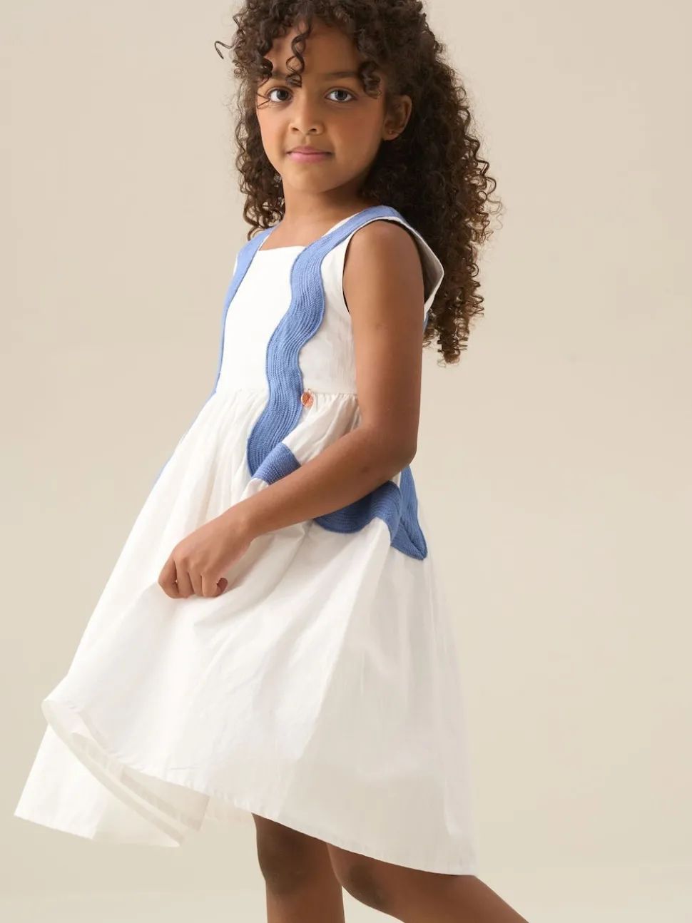 Angel & Rocket White Avery Ric Rac Panelled Dress