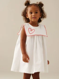 Angel & Rocket White Betty Scalloped Collar Embroidered Dress
