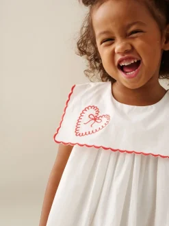 Angel & Rocket White Betty Scalloped Collar Embroidered Dress