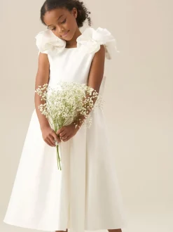 Angel & Rocket White Coco Puff Sleeve Bow Back Dress